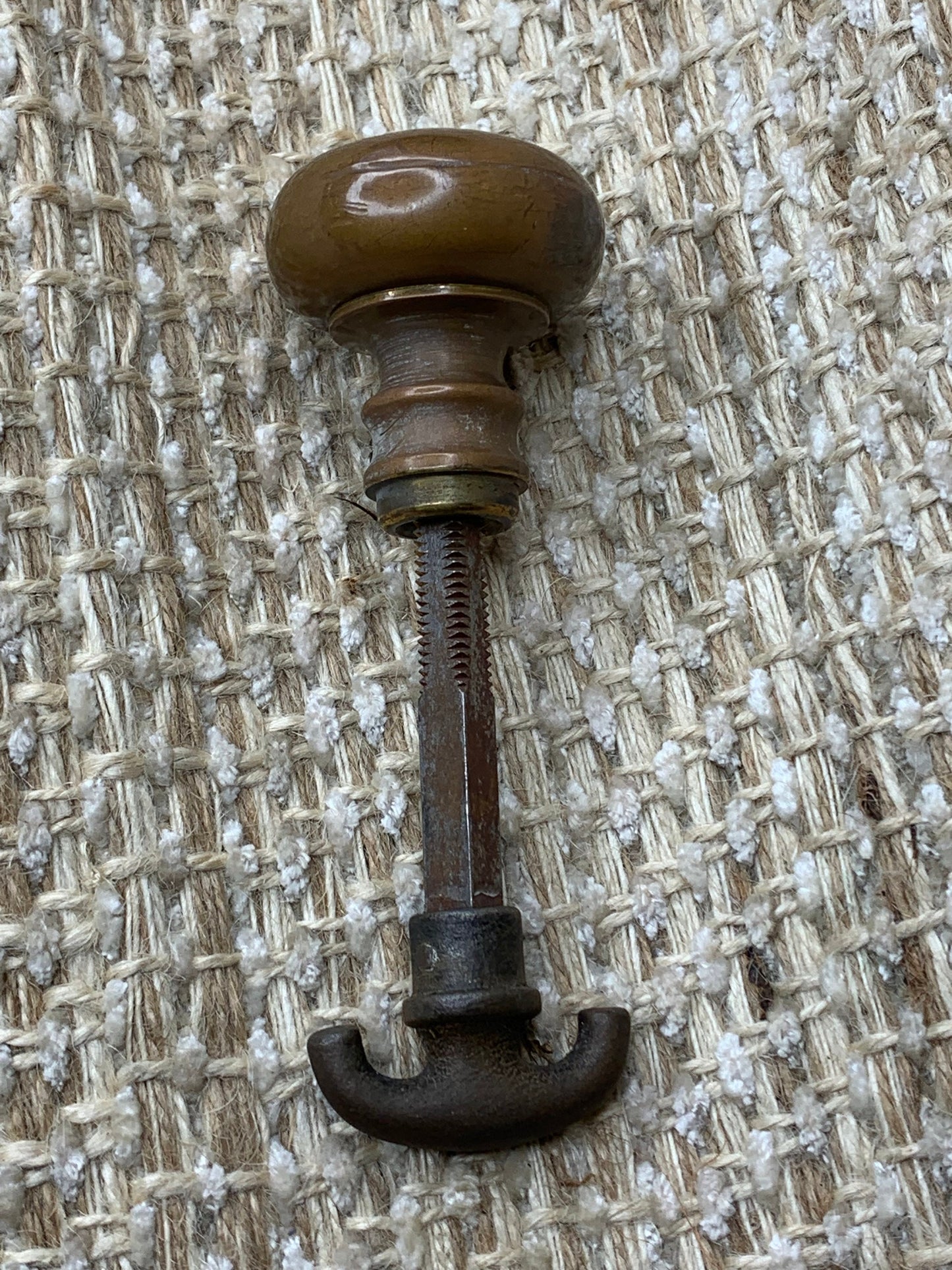 1 3/4" Antique Brass Door Knob With Thumb Turn