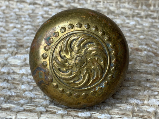 2 1/4" Antique Decorative Stamped Brass Door Knob