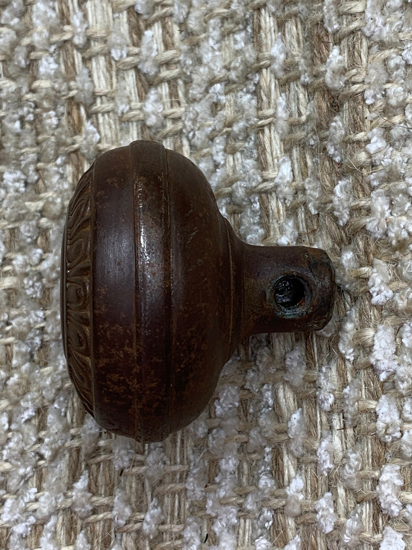 2 1/4" Antique Egg & Dart Stamped Steel Door Knob