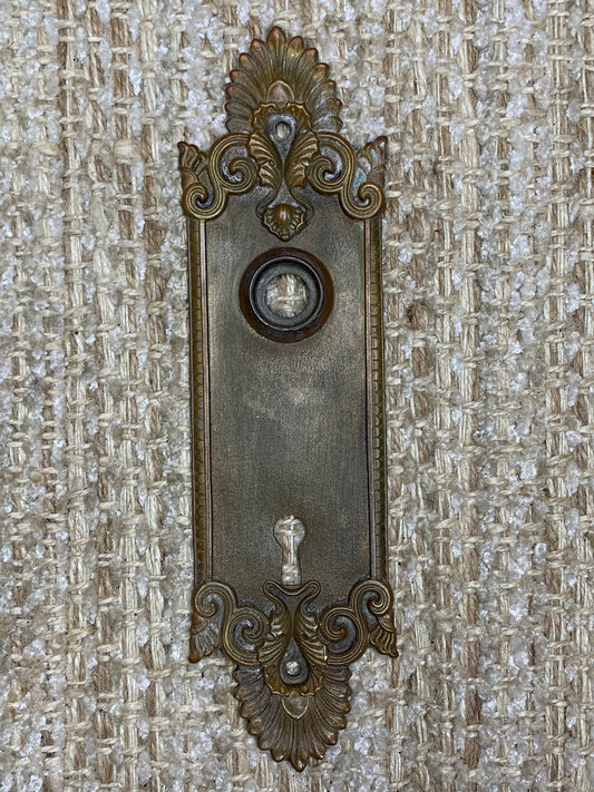 2 1/4" x 8" Antique Yale & Towne Cast Brass Door Knob Plate