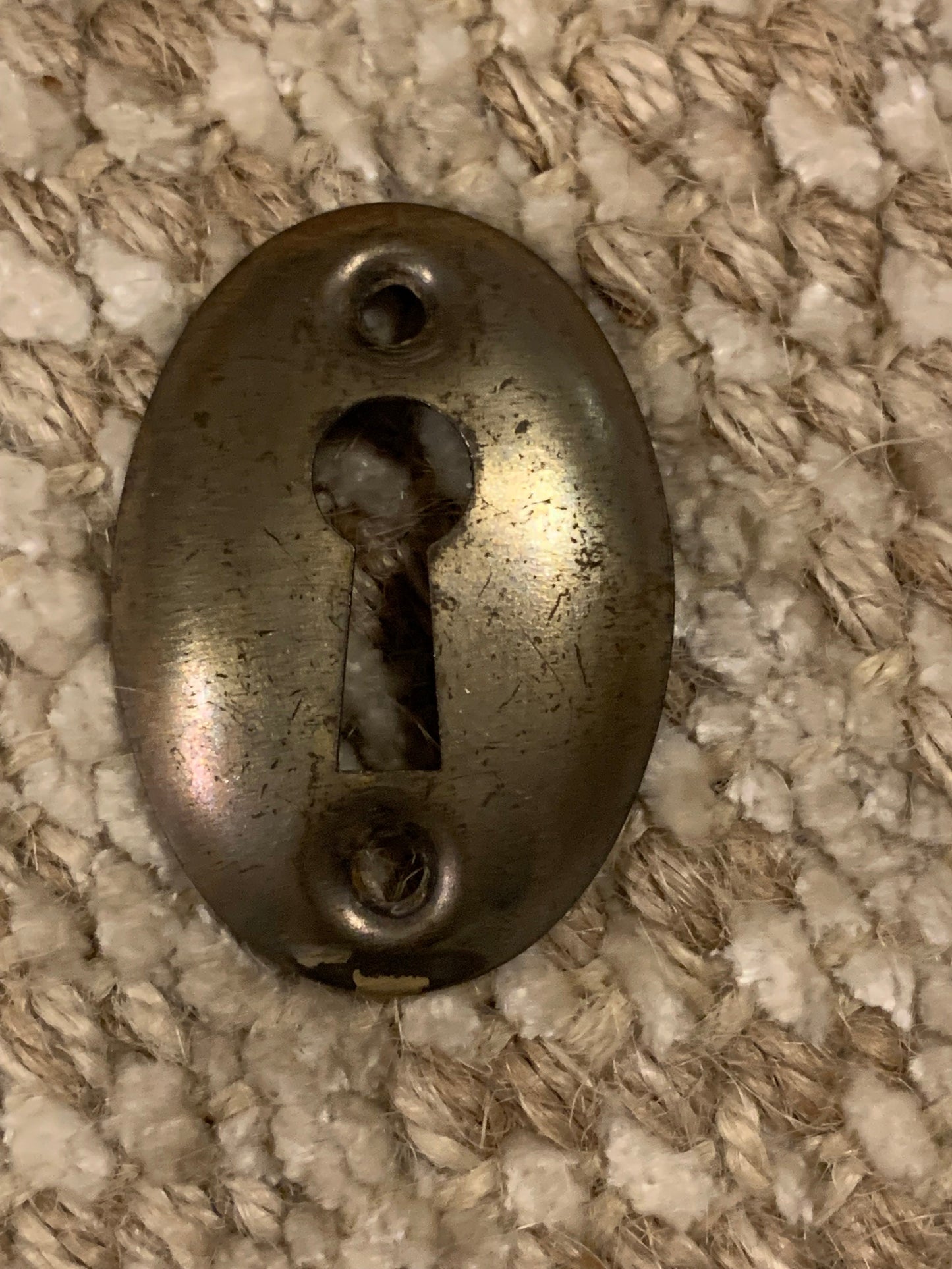 Antique Stamped Steel Key Hole Cover Escutcheon