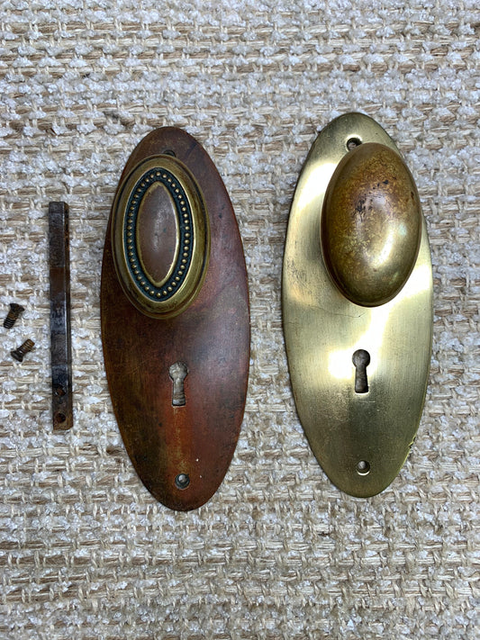 Antique Oval Brass Door Knobs And Cast Brass Door Plates