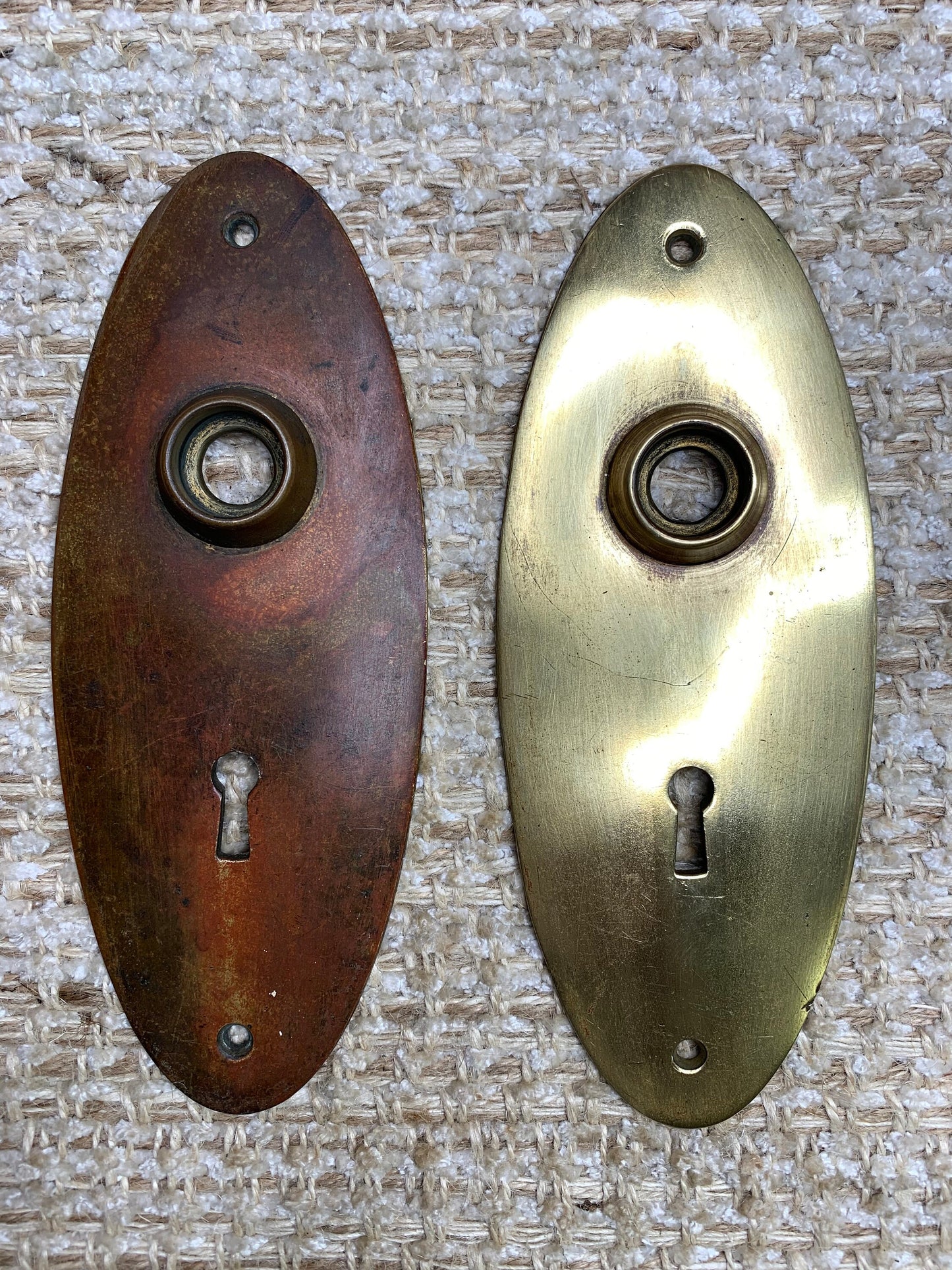 Antique Oval Brass Door Knobs And Cast Brass Door Plates