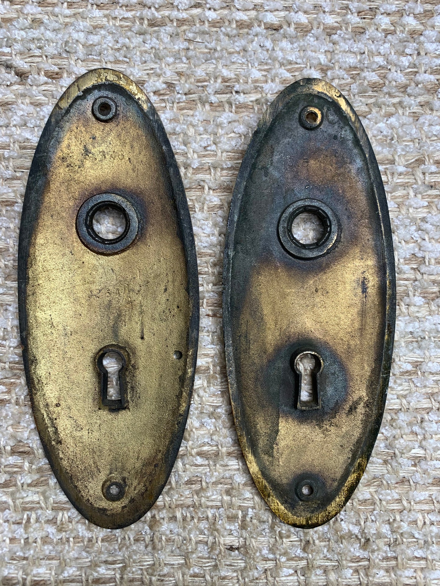 Antique Oval Brass Door Knobs And Cast Brass Door Plates