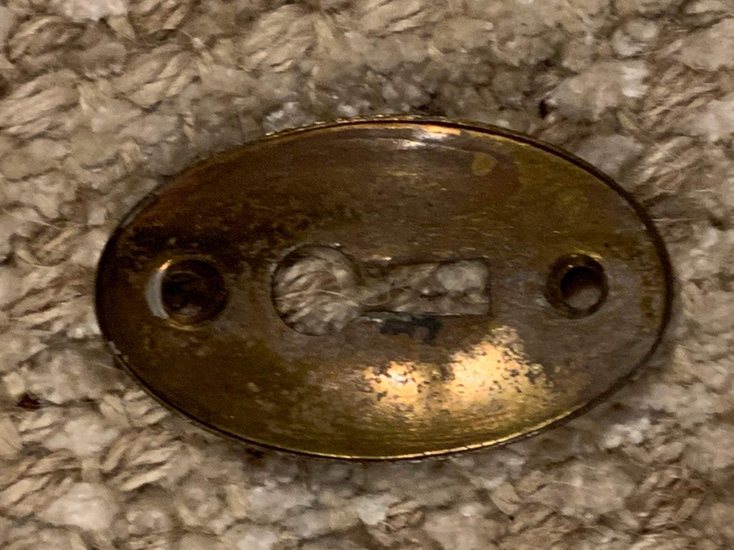 Antique Stamped Brass Key Hole Cover Escutcheon