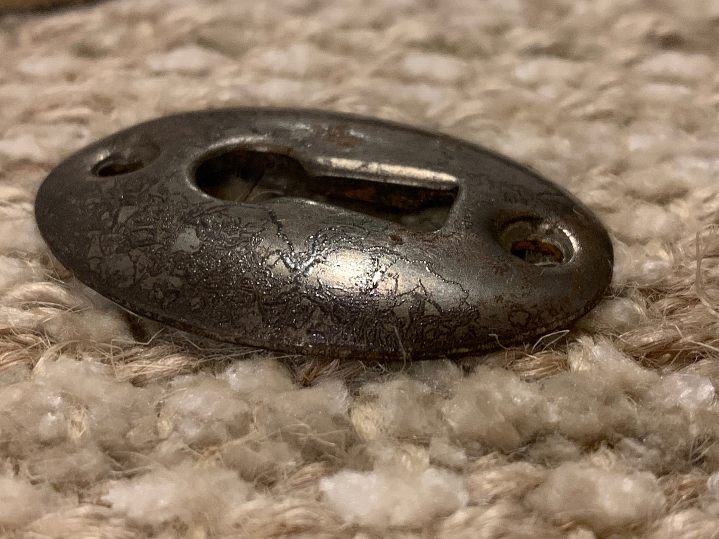 Antique Stamped Steel Key Hole Cover Escutcheon